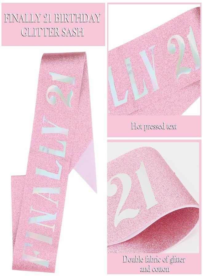 Semato 21st Birthday Sash & Rhinestone FINALLY 21 Birthday Headband Kit- Pink 21st Birthday Decorations for Her - Image 2